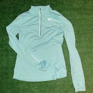 WOMENS TEAL NIKE DRI-FIT 3/4 ZIP UP PULLOVER